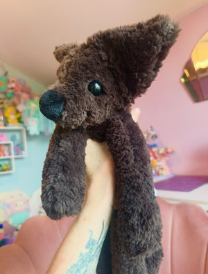 BIG CURLY CHOCOLATE FUDGE FOX - Handmade Luxury Weighted Plush Doll