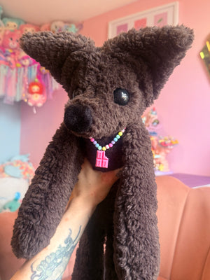 XL CURLY CHOCOLATE FOX - Handmade Luxury Weighted Plush Doll