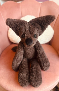 BIG CURLY CHOCOLATE FOX - Handmade Luxury Weighted Plush Doll