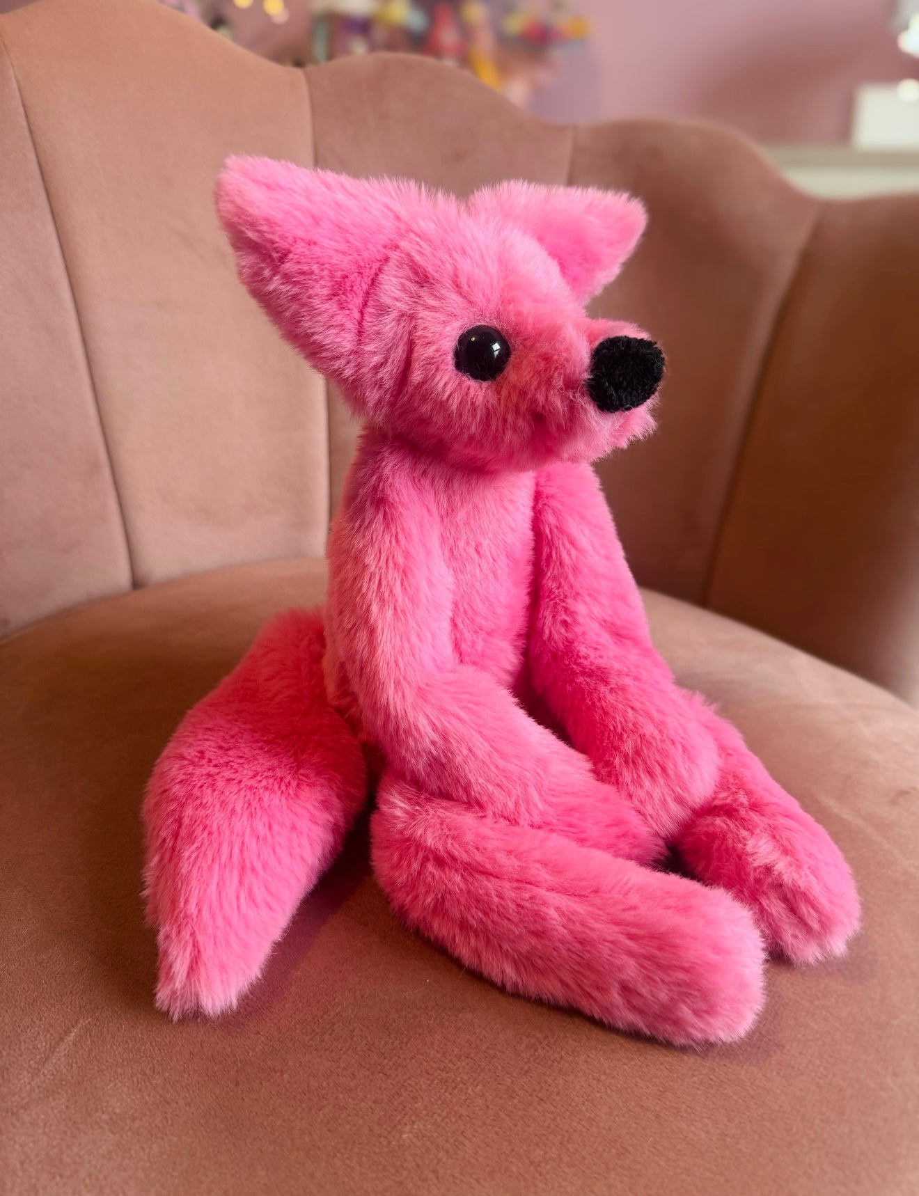 BUBBLEGUM FOX - Handmade Luxury Weighted Plush Fluffy Fox Doll