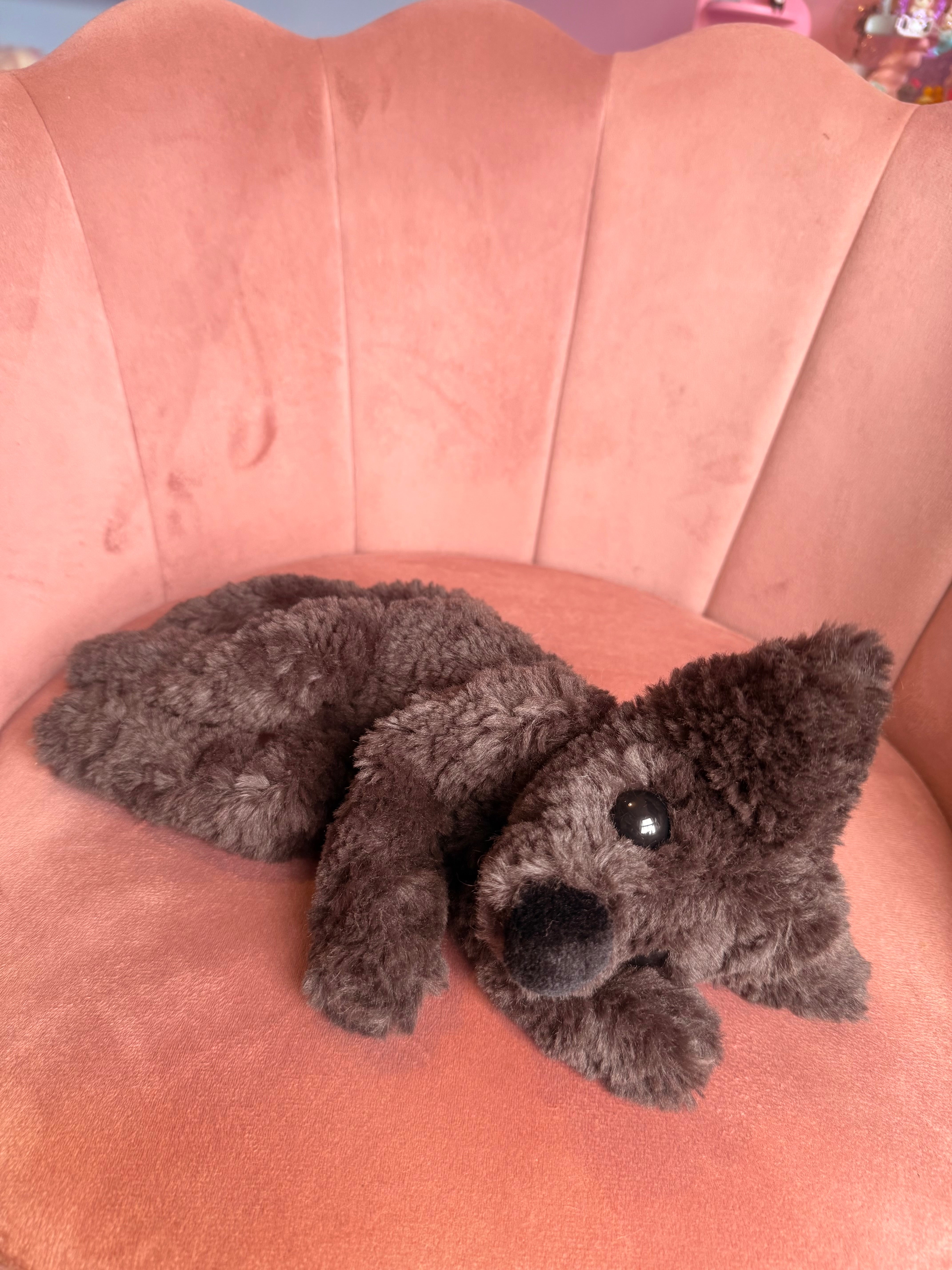 LARGE CURLY CHOCOLATE FOX - Handmade Luxury Weighted Plush Doll