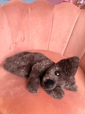 LARGE CURLY CHOCOLATE FOX - Handmade Luxury Weighted Plush Doll