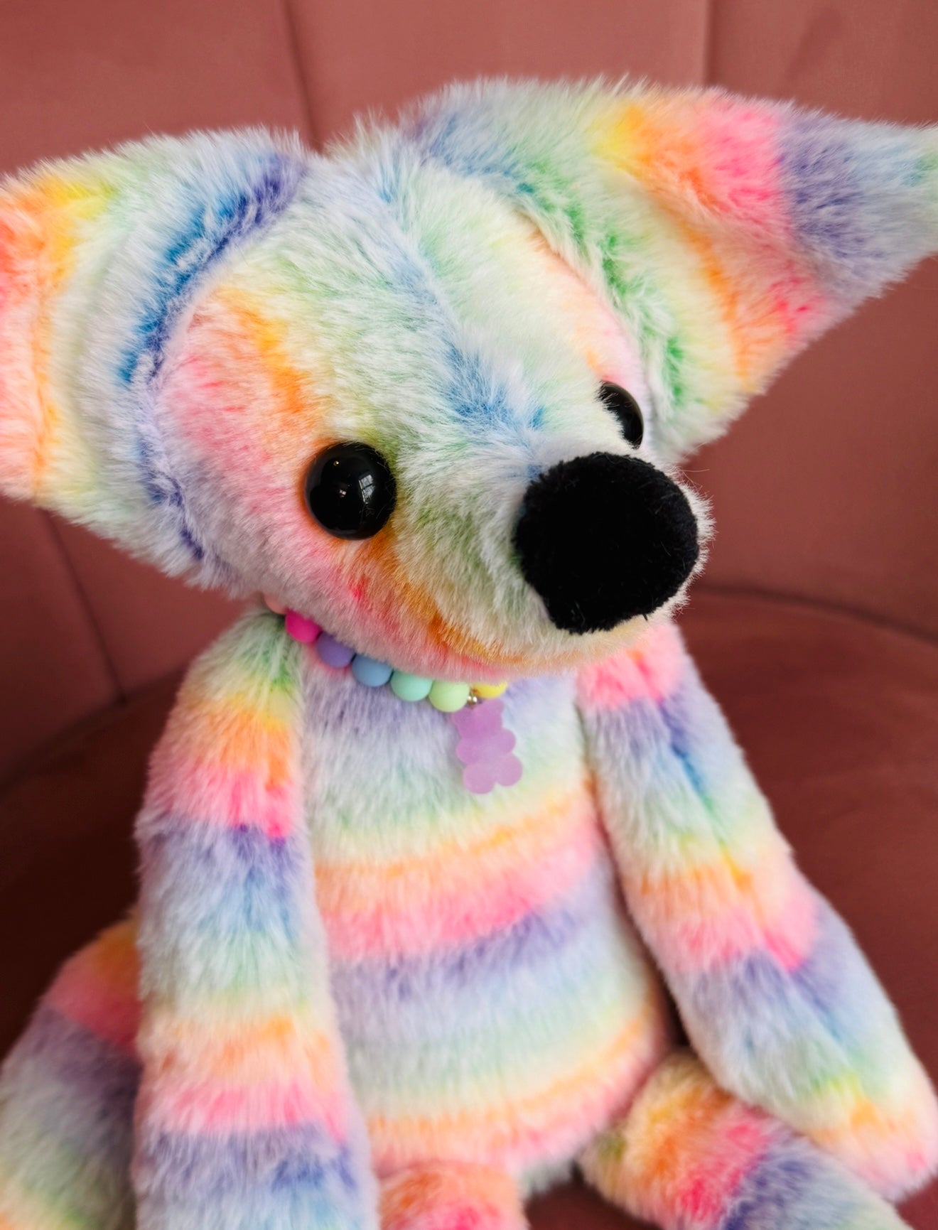 BIG RAINBOW SHERBET FOX - Handmade Luxury Weighted Fox Doll