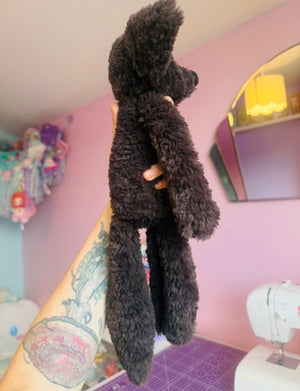(RESERVED) LARGE CURLY CHOCOLATE FOX (D)- Handmade Luxury Weighted Plush Doll