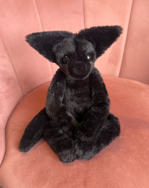 ONYX FOX (A) - Handmade Luxury Weighted Plush Fluffy Fox Doll