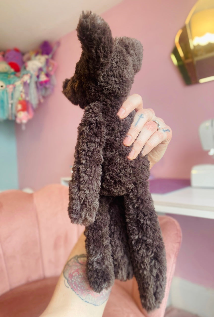 LARGE CURLY CHOCOLATE FOX - Handmade Luxury Weighted Plush Doll