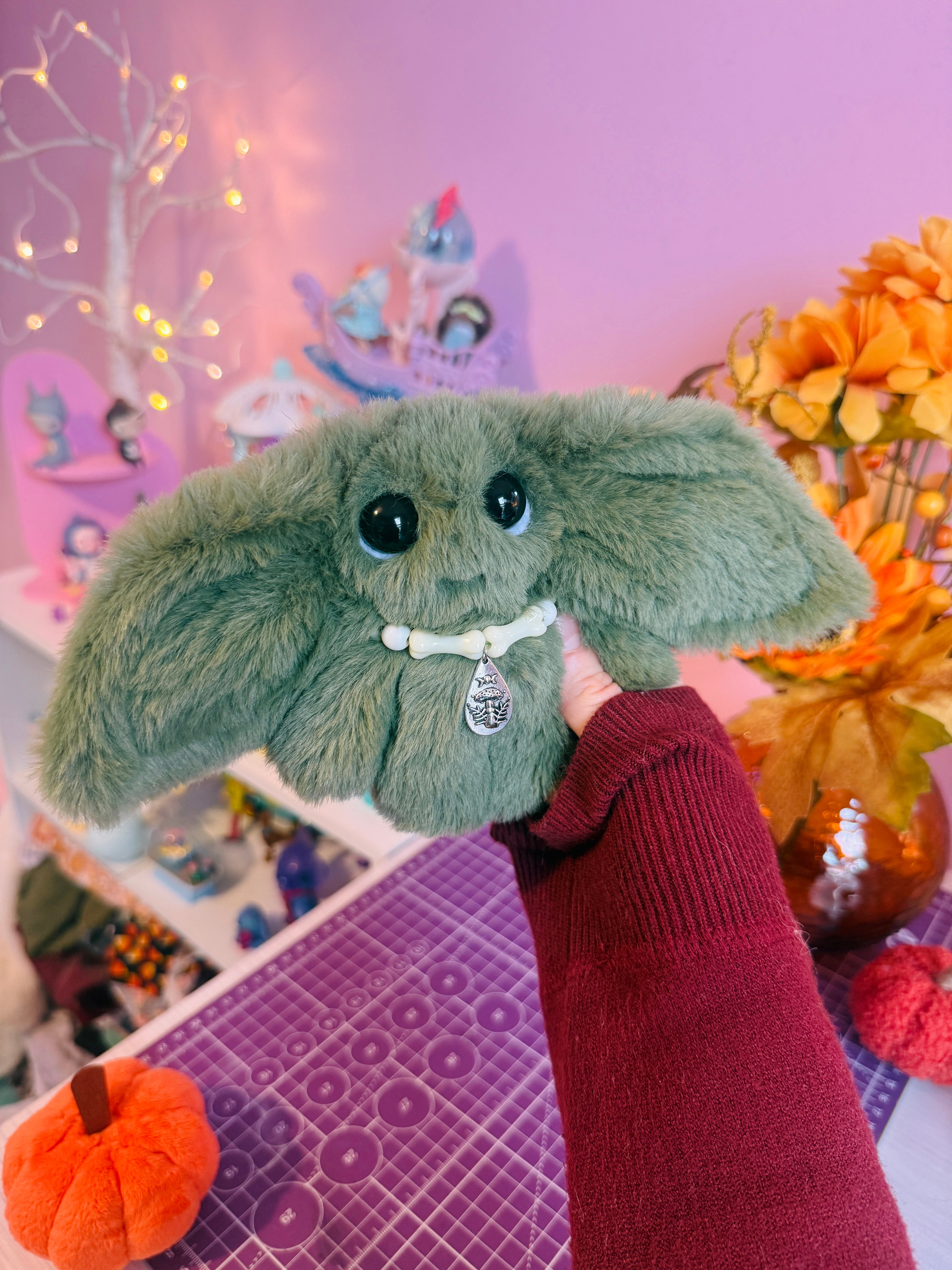 FOREST GOBLIN PALMPUFF (B) - Handmade Mini Luxury Weighted Doll