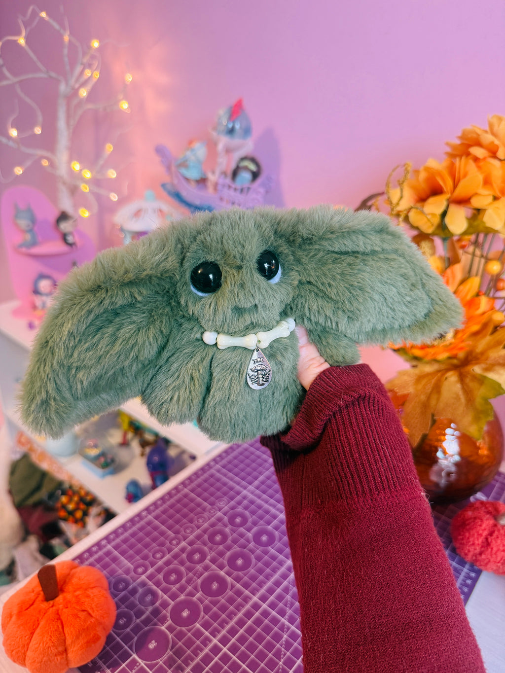 FOREST GOBLIN PALMPUFF (B) - Handmade Mini Luxury Weighted Doll