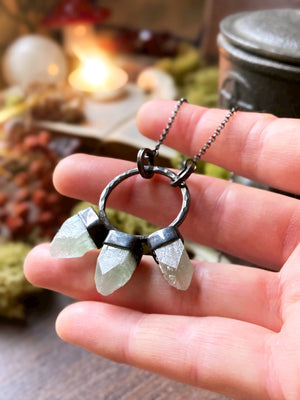 WOLF MOTHER Handmade Sterling Silver Necklace with Green Apophyllite