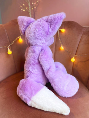 XL LAVENDER FOX - Handmade Luxury Weighted Plush Fluffy Fox Doll
