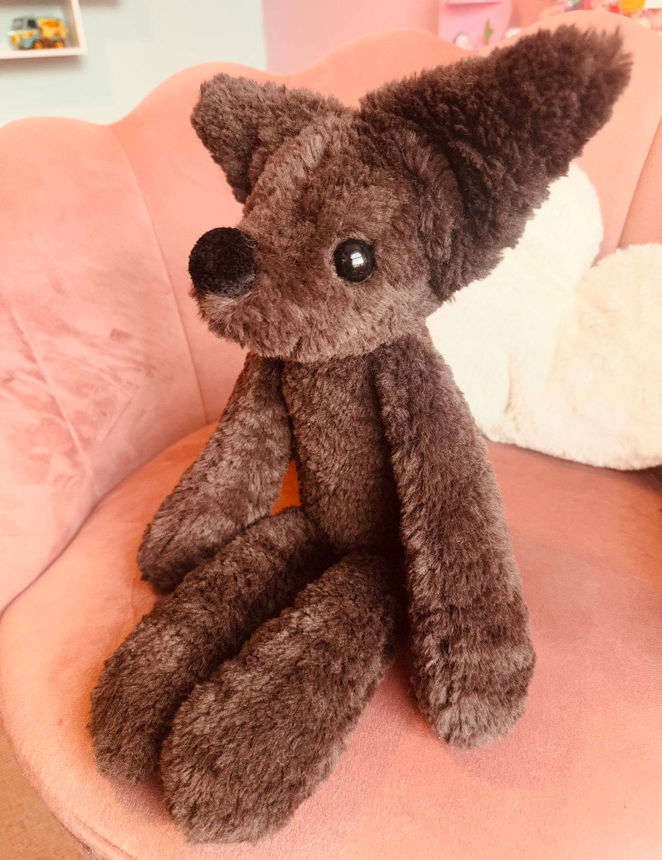 BIG CURLY CHOCOLATE FOX - Handmade Luxury Weighted Plush Doll