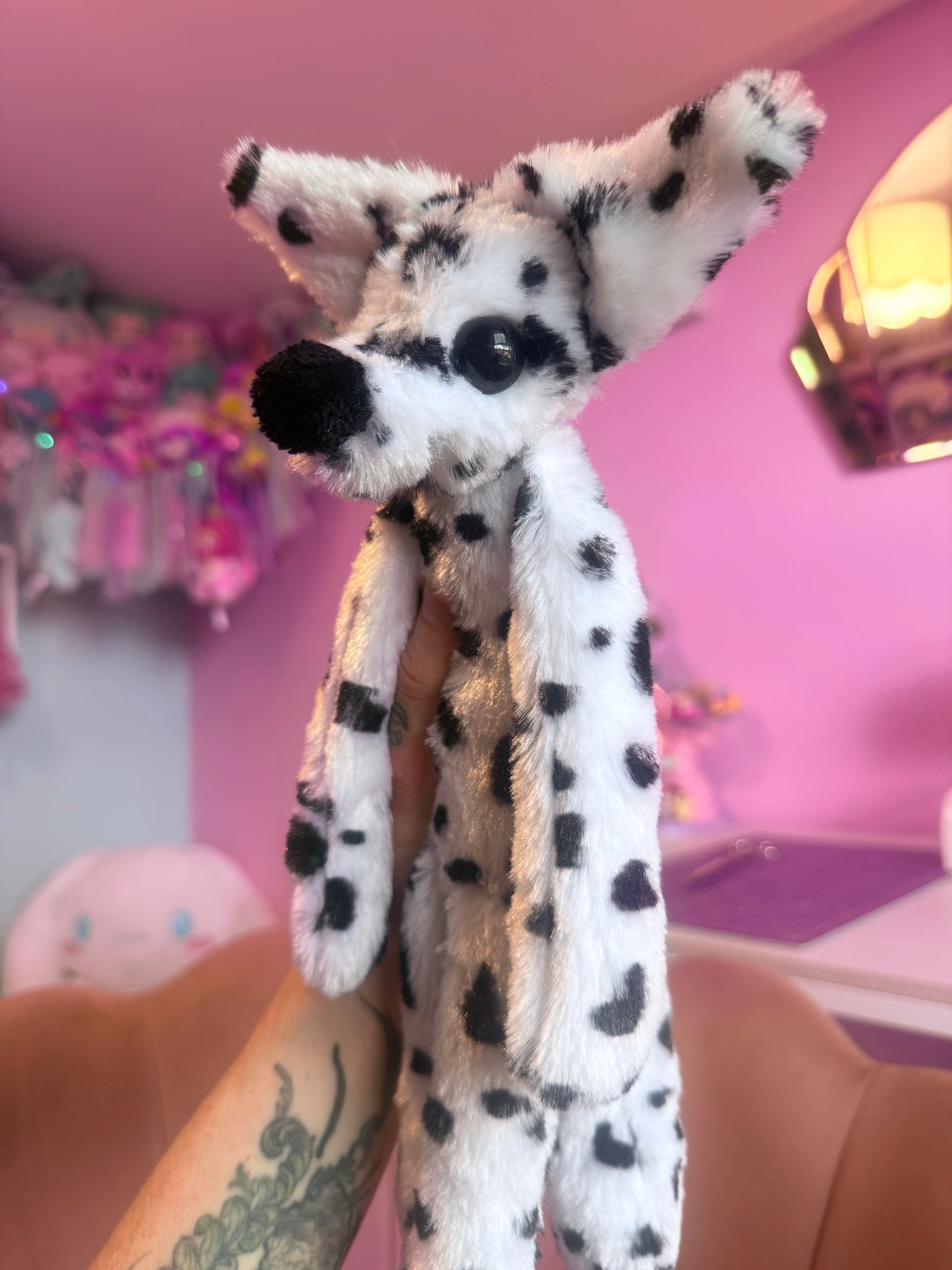 DALMATION FOX - Handmade Luxury Weighted Plush Fluffy Fox Doll