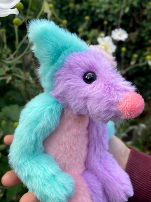 COLOUR BLOCK SORBET FOX (A) - Handmade Luxury Weighted Plush Fluffy Fox Doll
