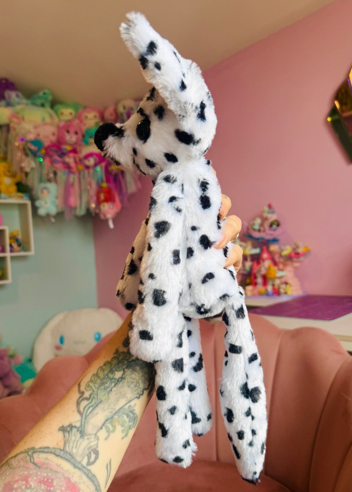 DALMATION FOX - Handmade Luxury Weighted Plush Fluffy Fox Doll