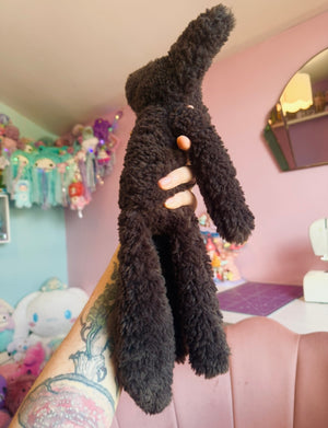 LARGE CURLY CHOCOLATE FOX (C) - Handmade Luxury Weighted Plush Doll