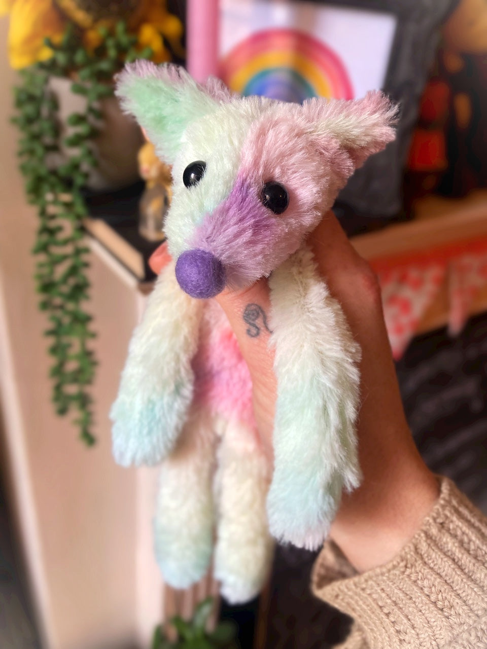 COTTON CANDY FLUFFY FOX CUB (B) - Handmade Weighted Plush Fox Doll