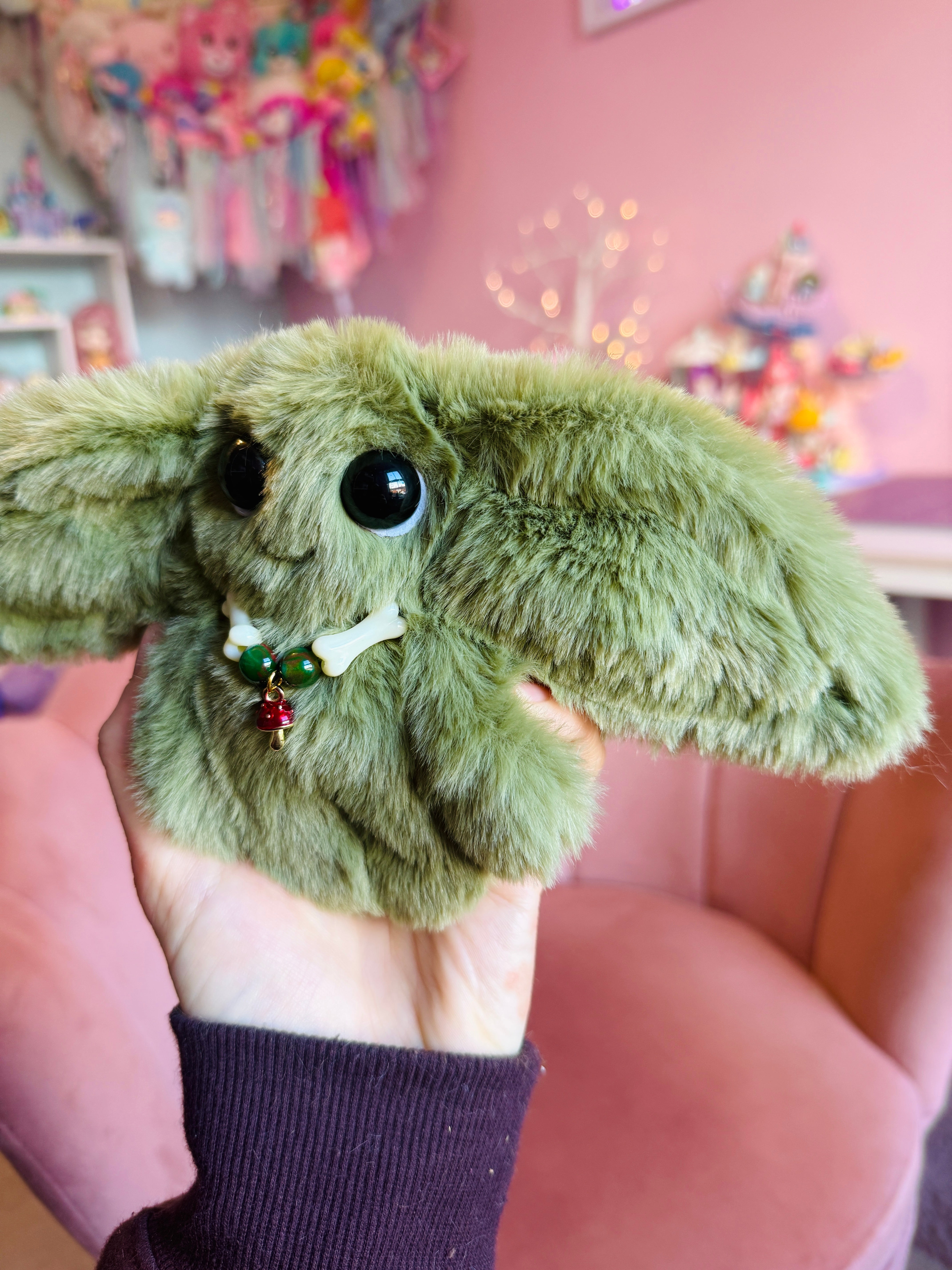 FOREST GOBLIN PALMPUFF (B) - Handmade Mini Luxury Weighted Doll