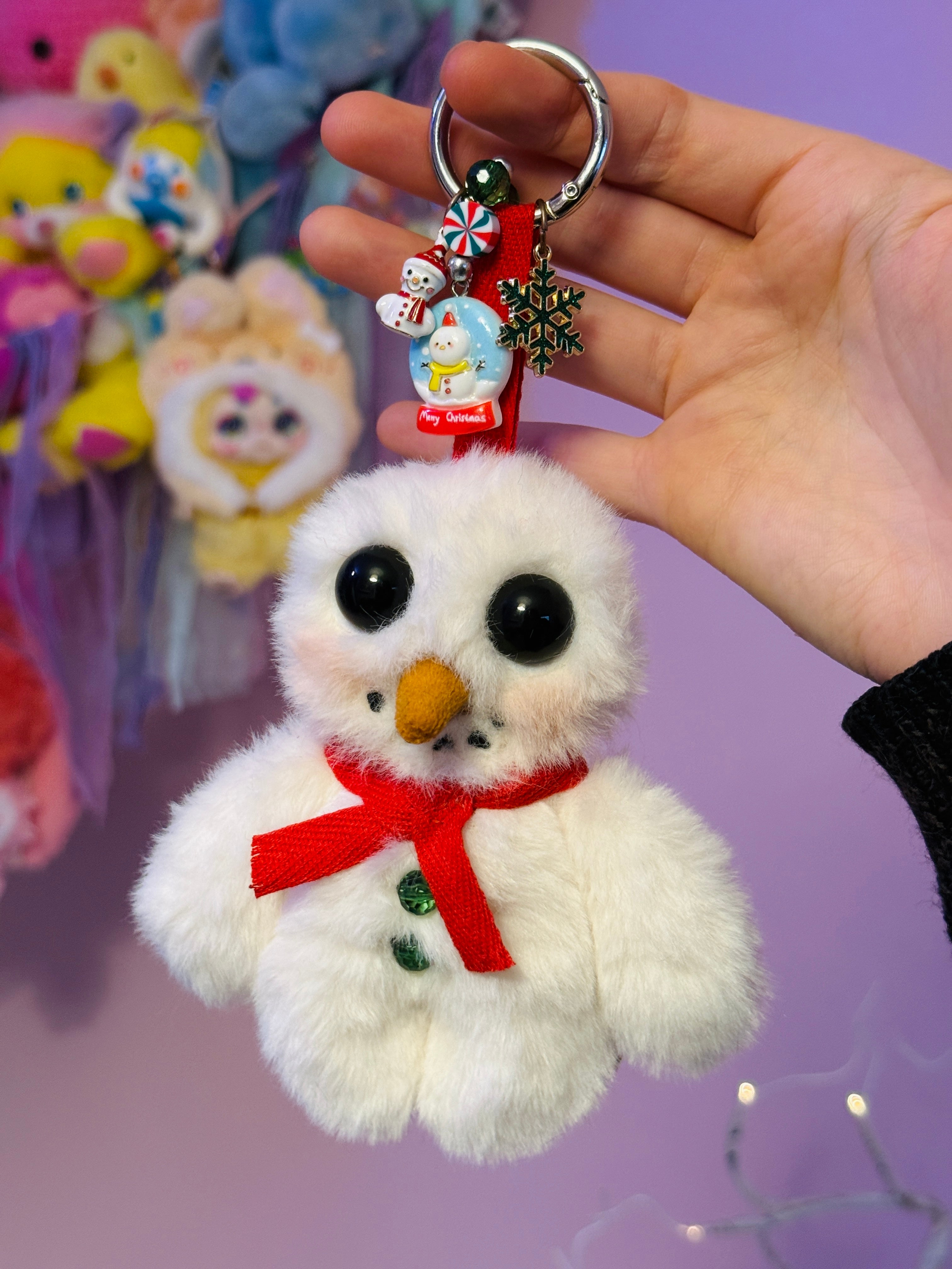 SNOWMAN PALMPUFF PENDANT - Handmade Mini Luxury Weighted Doll