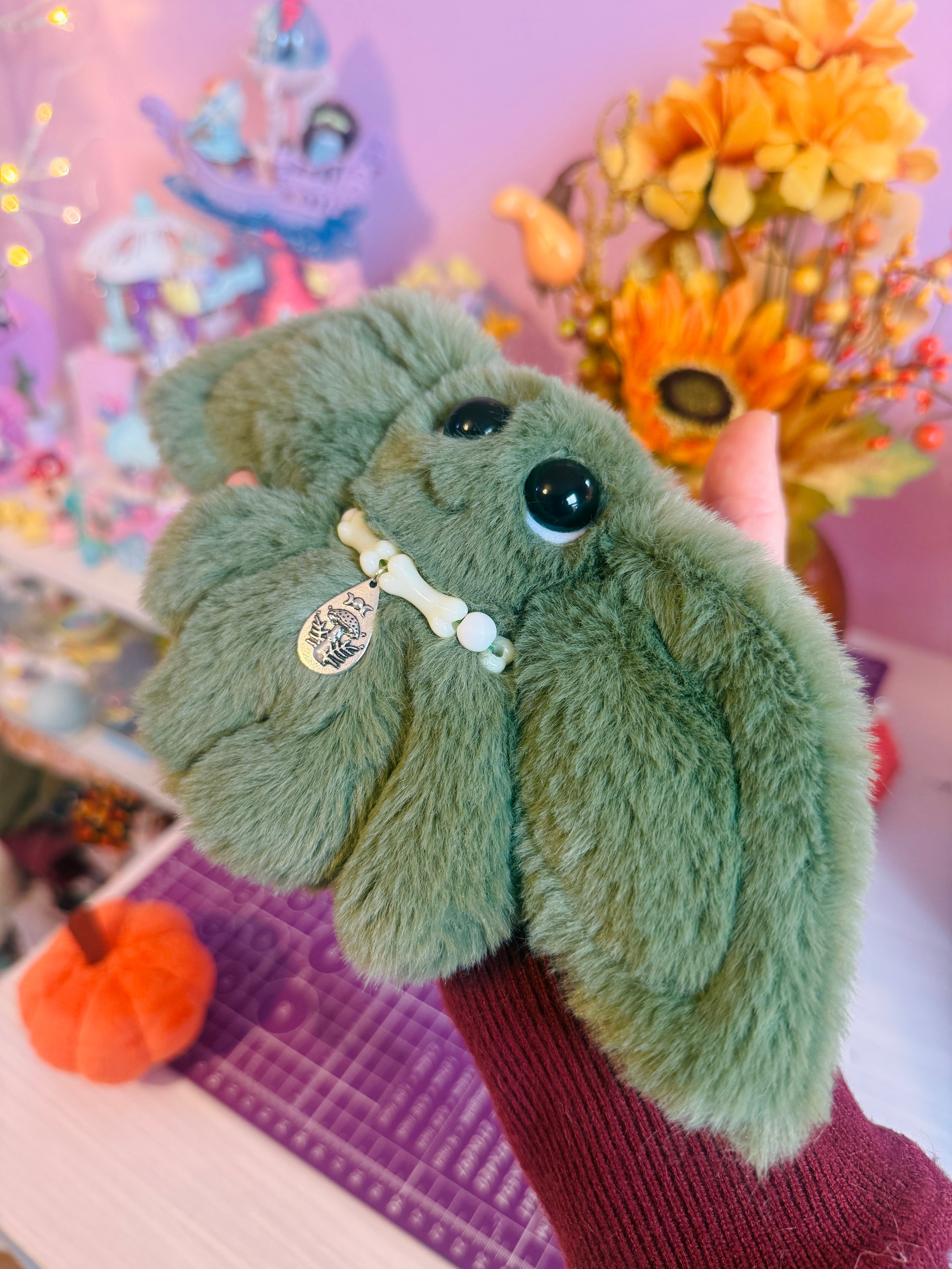 FOREST GOBLIN PALMPUFF (A) - Handmade Mini Luxury Weighted Doll