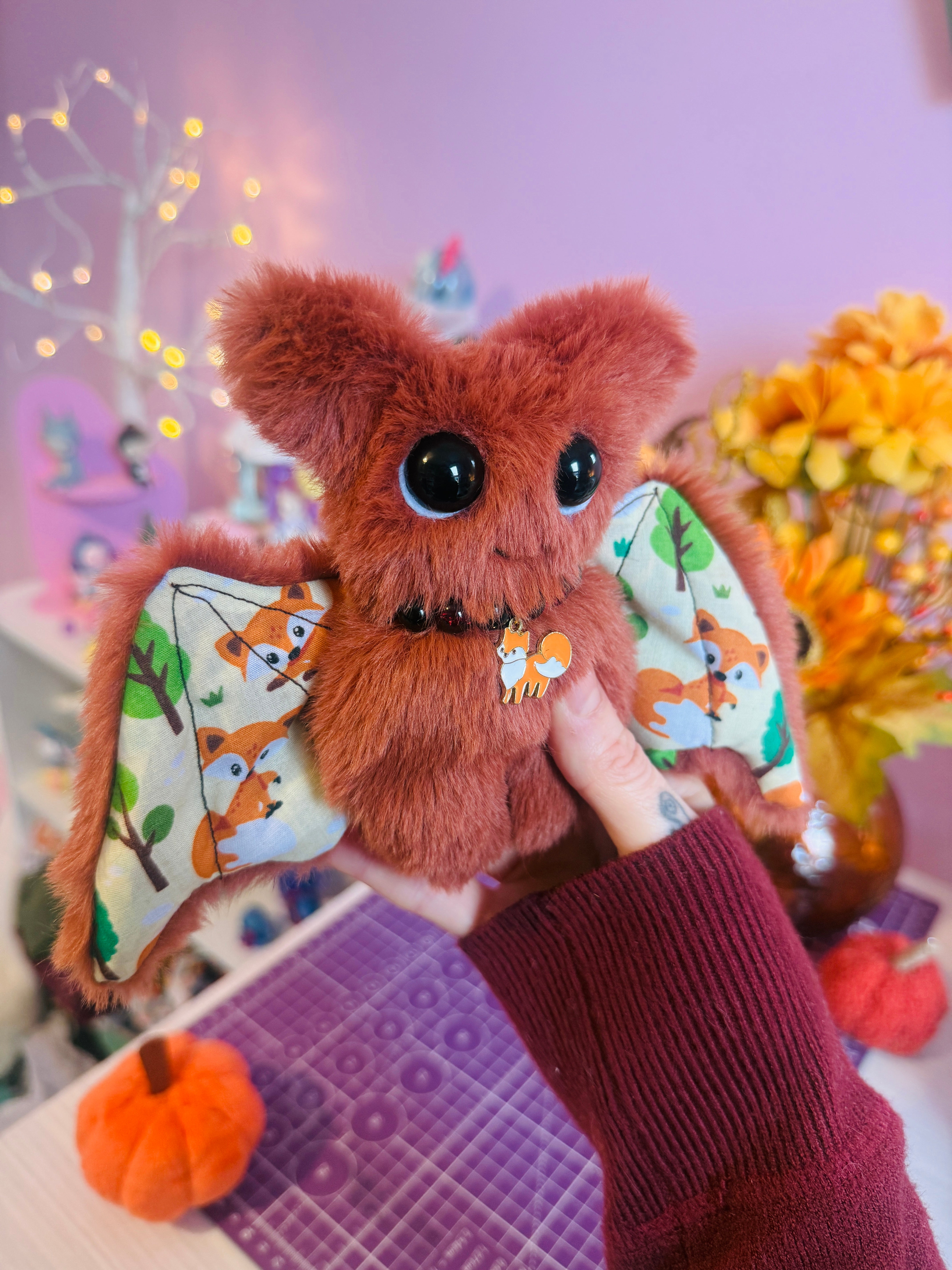 MAPLE BAT PALMPUFF - Handmade Mini Luxury Weighted Doll