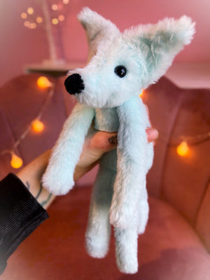 FROST FOX (A) - Handmade Luxury Weighted Plush Fluffy Fox Doll