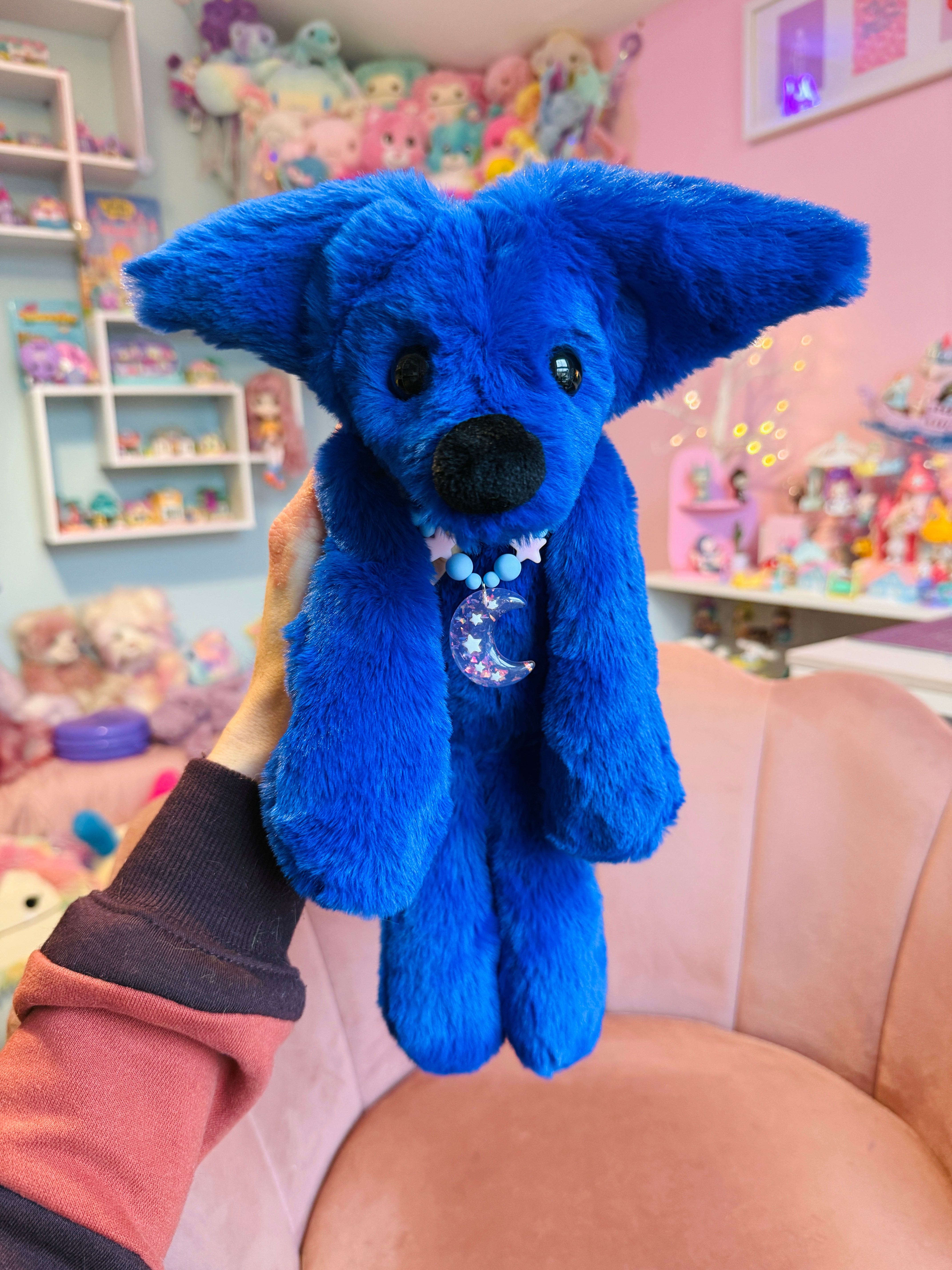 BIG MIDNIGHT FOX - Handmade Luxury Weighted Plush Fluffy Fox Doll