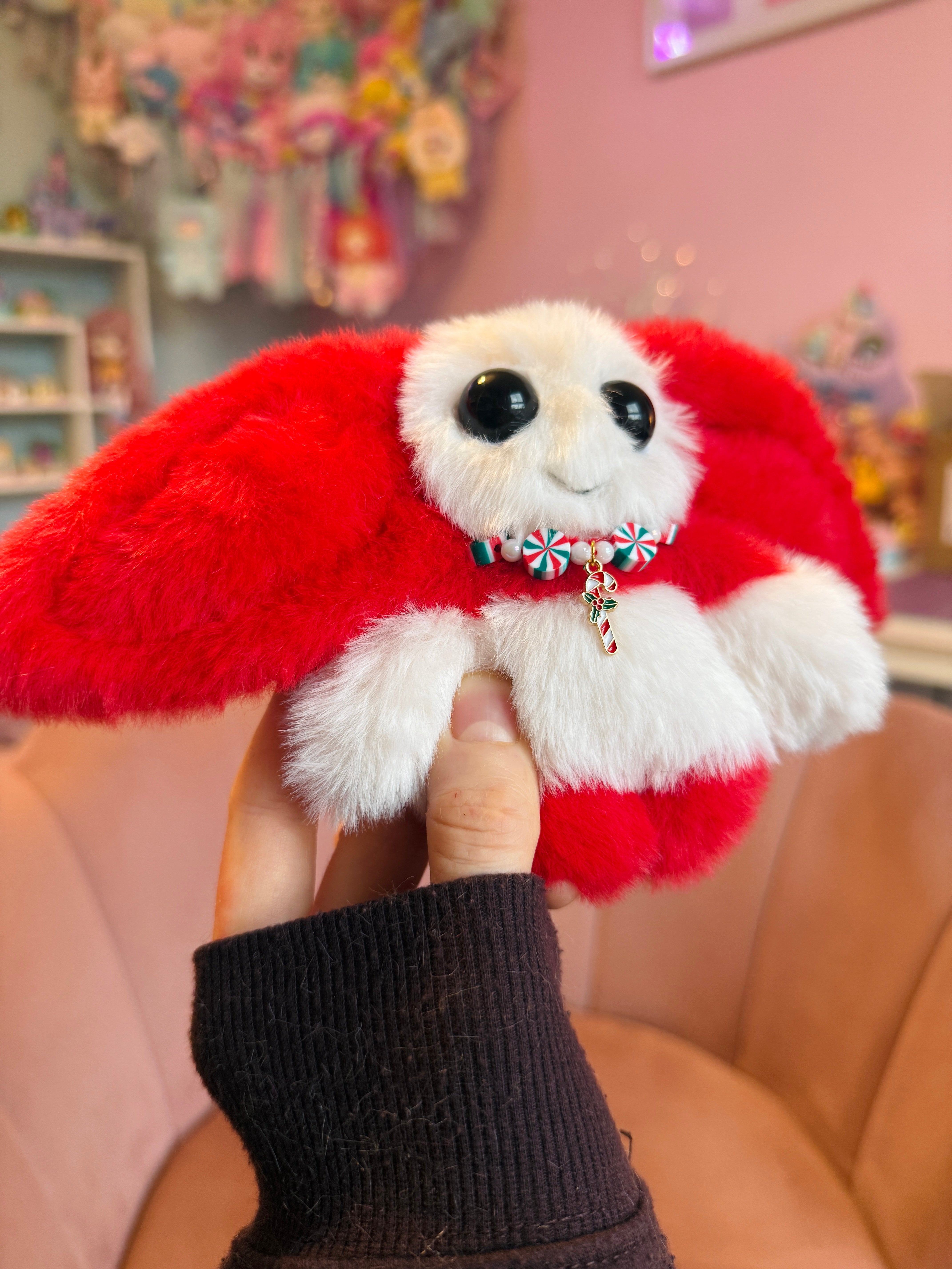 CANDY CANE GOBLIN PALMPUFF - Handmade Mini Luxury Weighted Doll