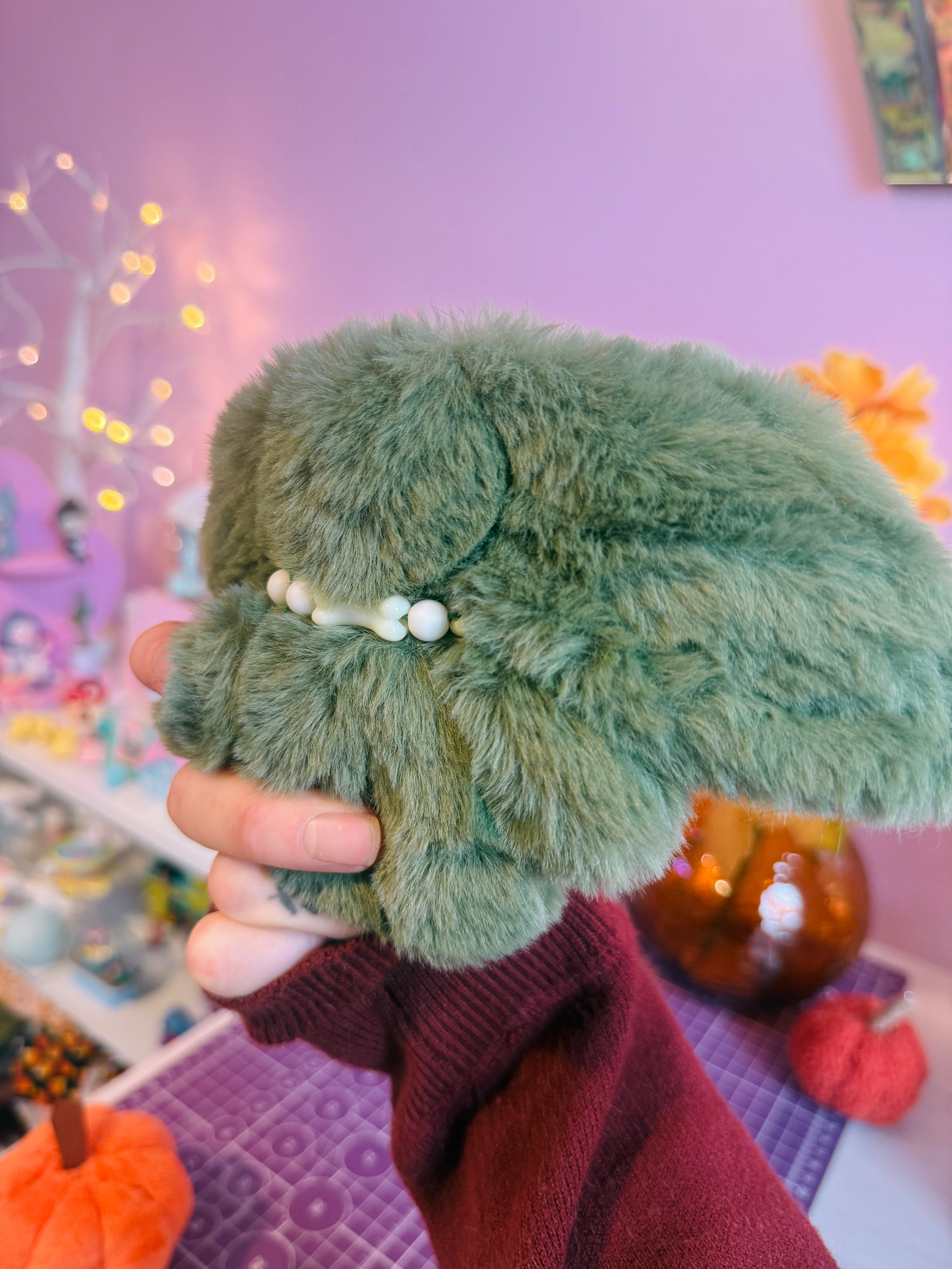 FOREST GOBLIN PALMPUFF (B) - Handmade Mini Luxury Weighted Doll