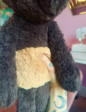 BIG CURLY CHOCOLATE FUDGE FOX - Handmade Luxury Weighted Plush Doll
