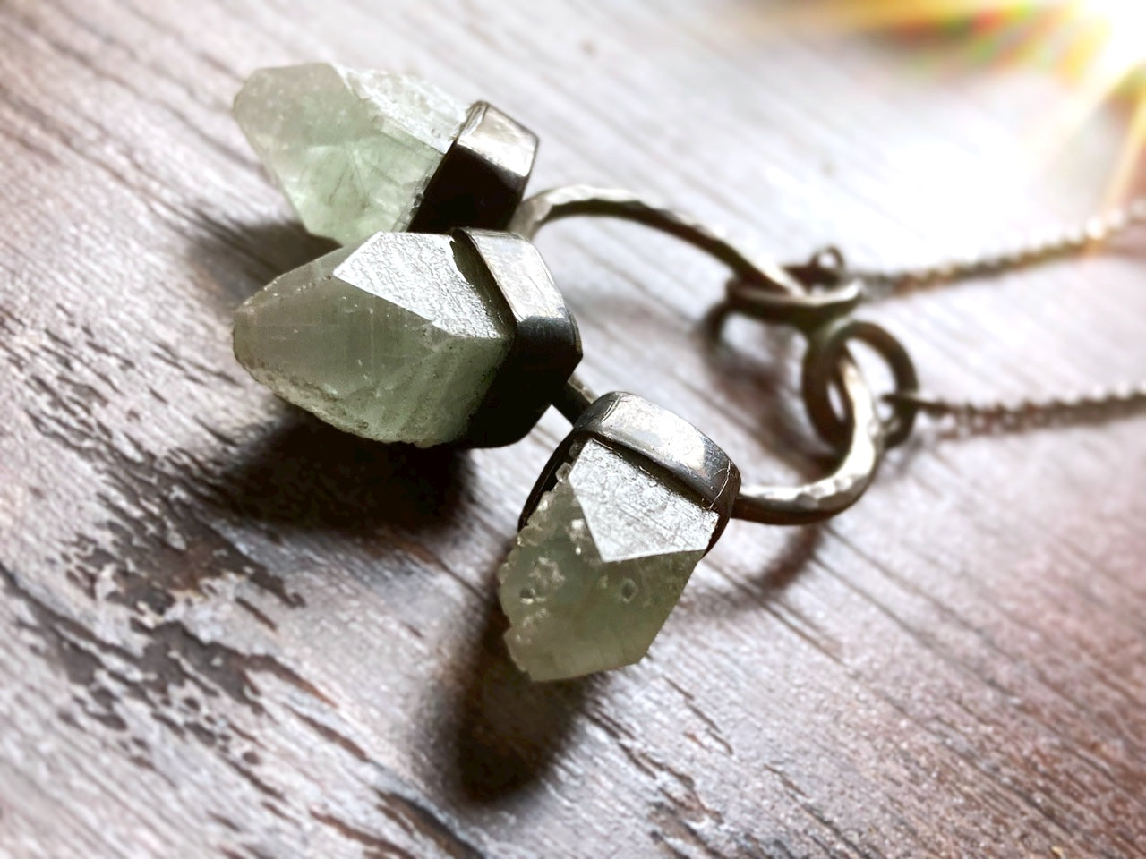 WOLF MOTHER Handmade Sterling Silver Necklace with Green Apophyllite