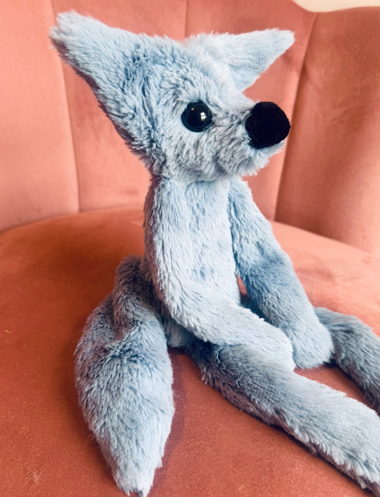 DUSKY BLUE FOX - Handmade Luxury Weighted Plush Fluffy Fox Doll