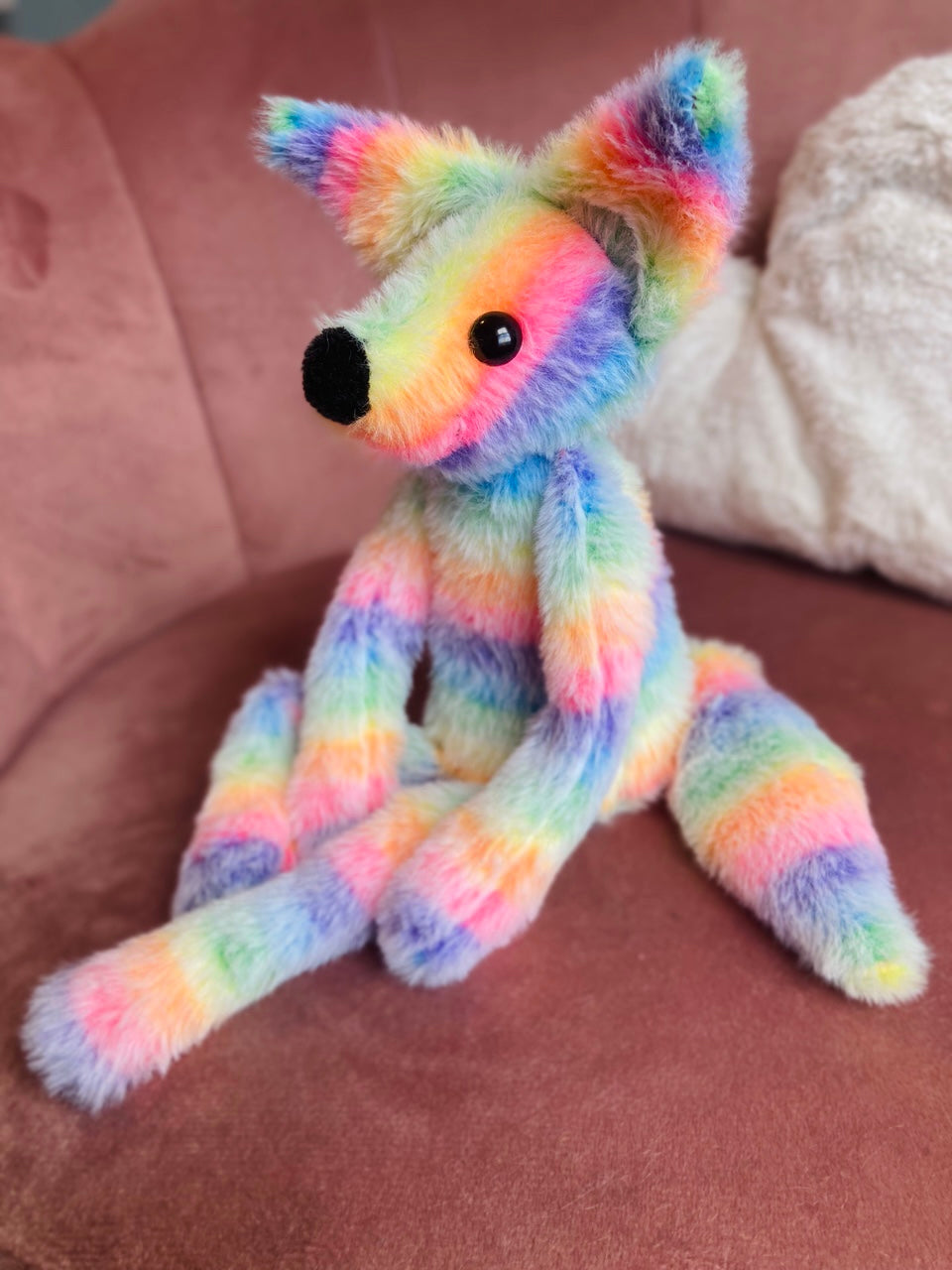 RAINBOW SHERBET FOX (B) - Handmade Luxury Weighted Fox Doll