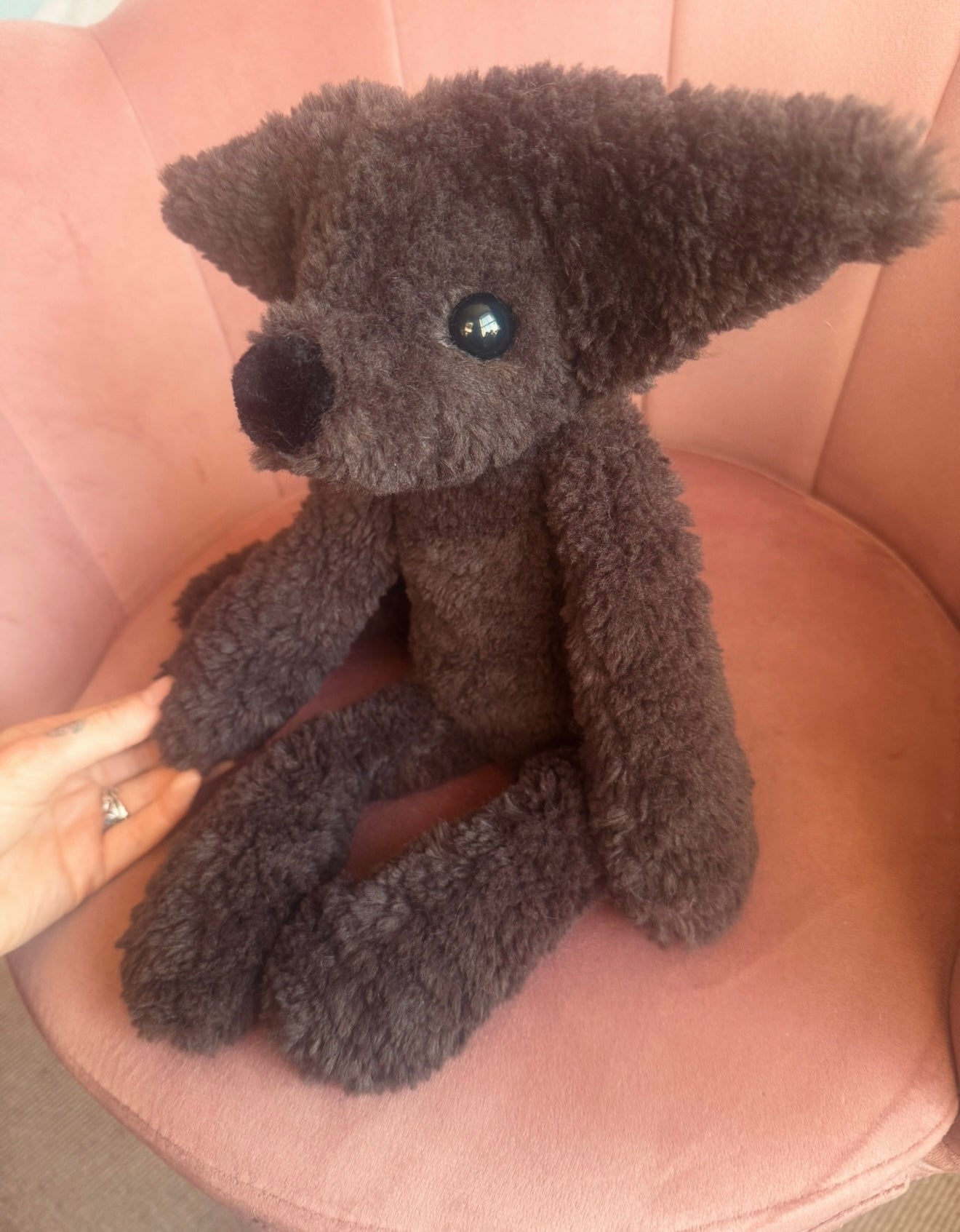 BIG CURLY CHOCOLATE FOX - Handmade Luxury Weighted Plush Doll