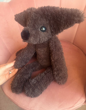 BIG CURLY CHOCOLATE FOX - Handmade Luxury Weighted Plush Doll