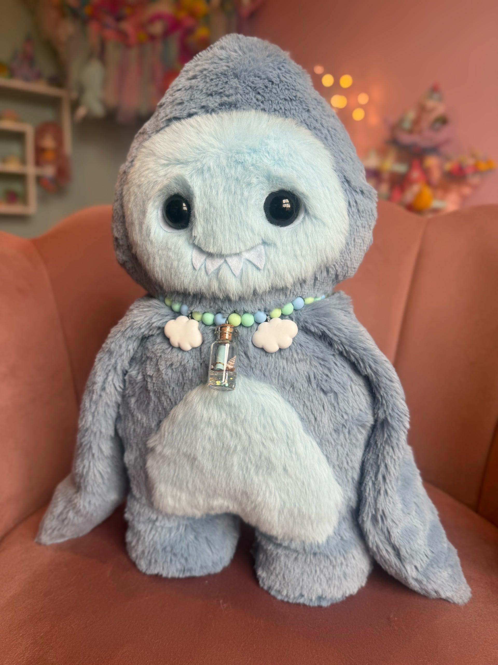 PUDDLECHOMP THE SHARK PUDGEPUFF - Handmade Weighted Pumpkin Doll