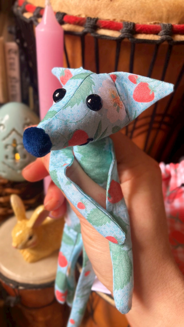 “STRAWBERRY SKIES” FOX CUB - Handmade Weighted Cotton Fox Doll (Please read description)