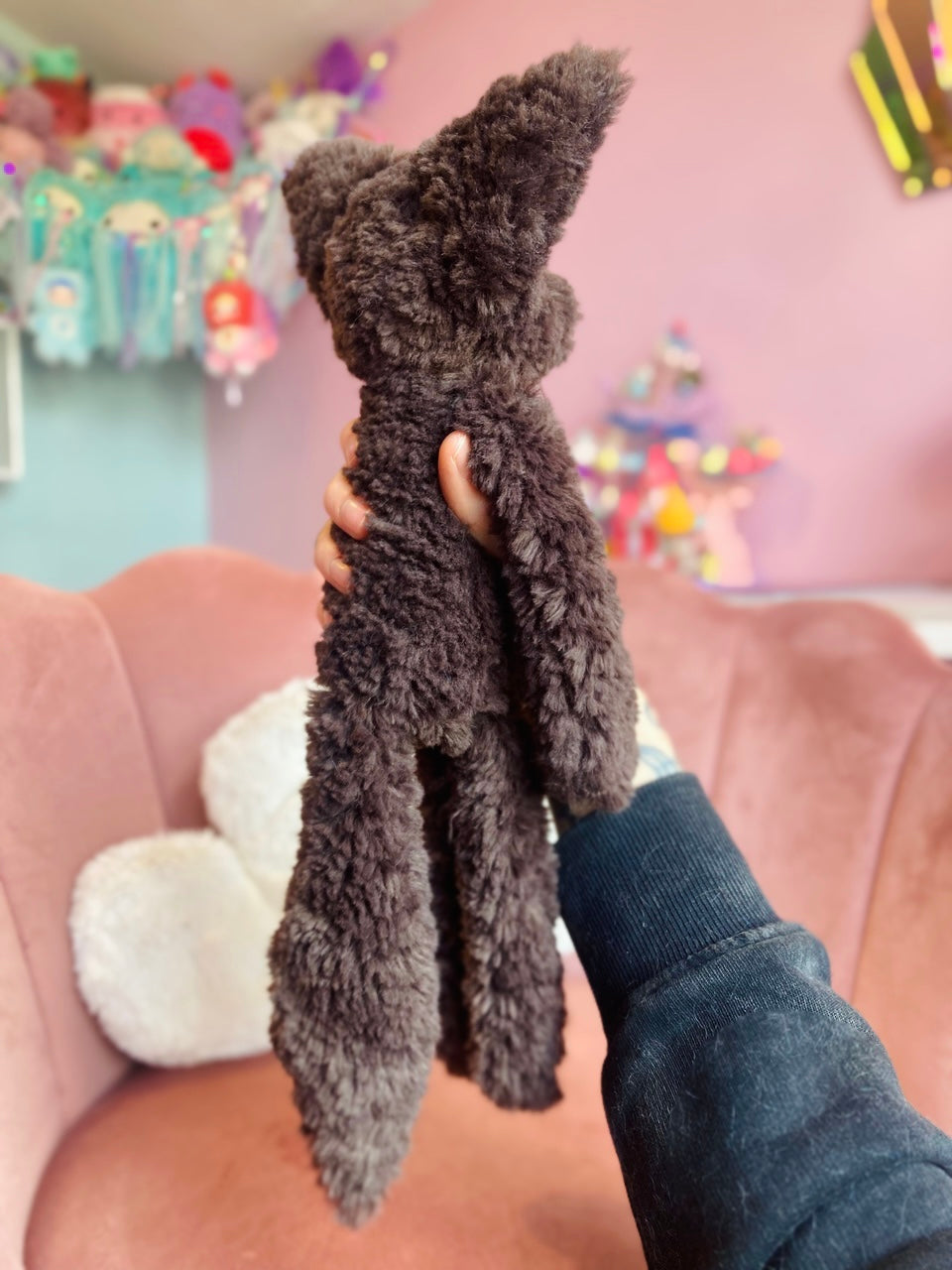 LARGE CURLY CHOCOLATE FOX (A) - Handmade Luxury Weighted Plush Doll
