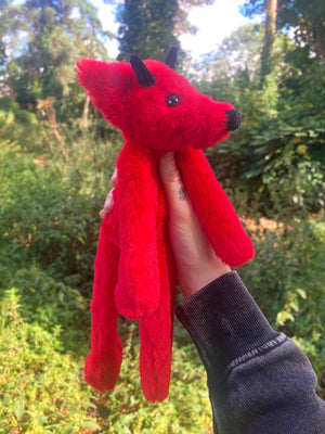 DEVIL FOX - Handmade Luxury Weighted Plush Fluffy Fox Doll