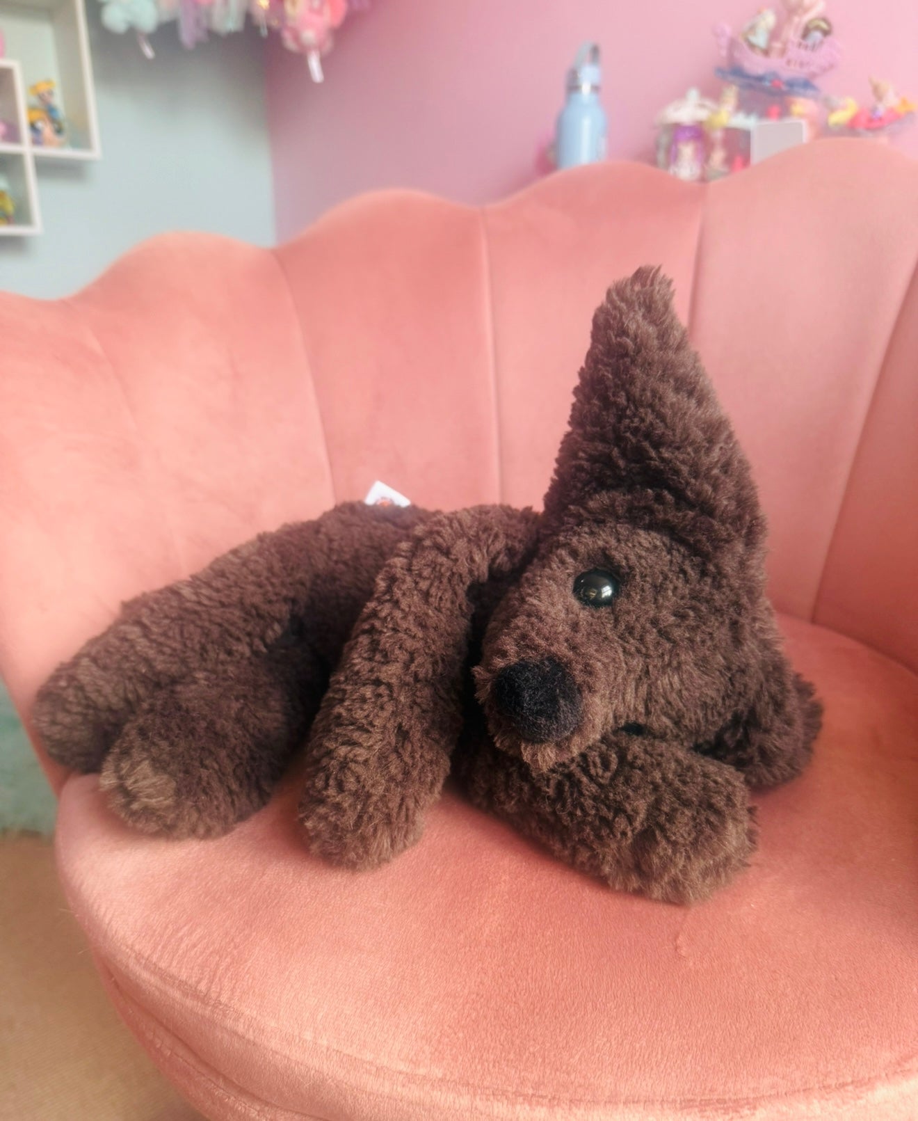 BIG CURLY CHOCOLATE FOX - Handmade Luxury Weighted Plush Doll