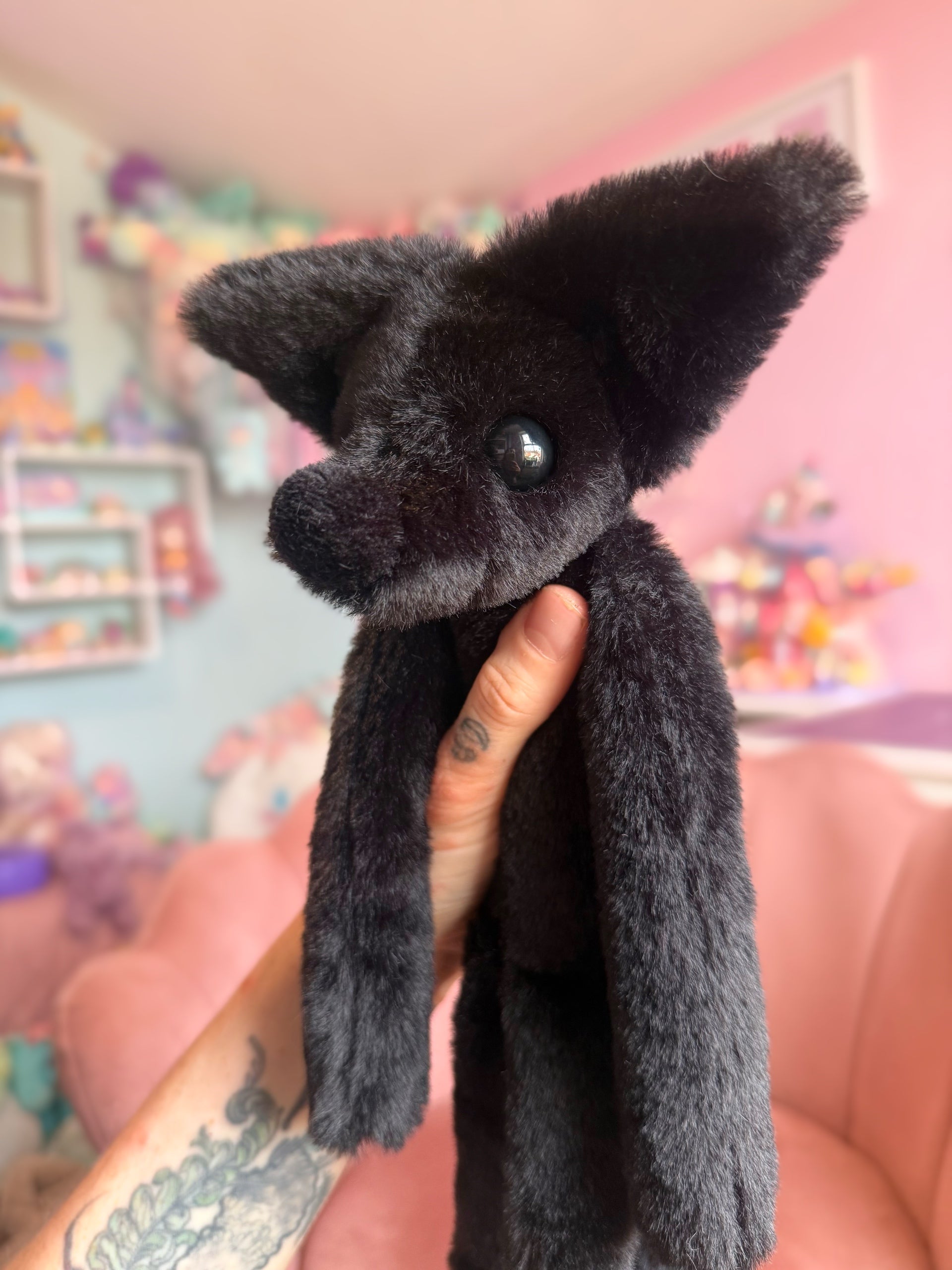ONYX FOX (A) - Handmade Luxury Weighted Plush Fluffy Fox Doll