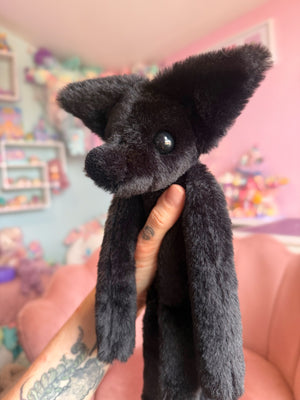 ONYX FOX (A) - Handmade Luxury Weighted Plush Fluffy Fox Doll