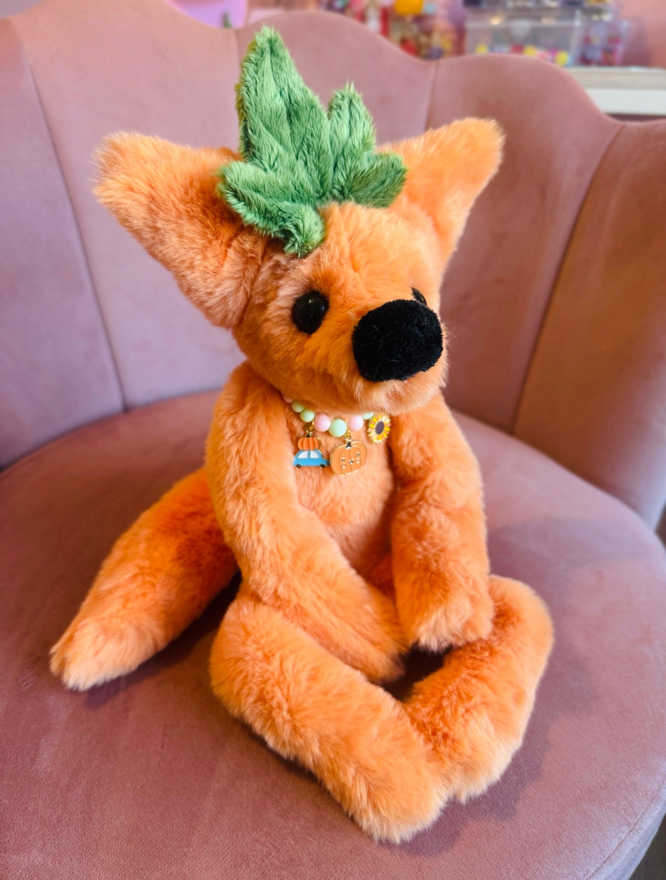 LARGE PUMPKIN PATCH FOX - Handmade Luxury Weighted Plush Fluffy Fox Doll