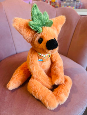 LARGE PUMPKIN PATCH FOX - Handmade Luxury Weighted Plush Fluffy Fox Doll