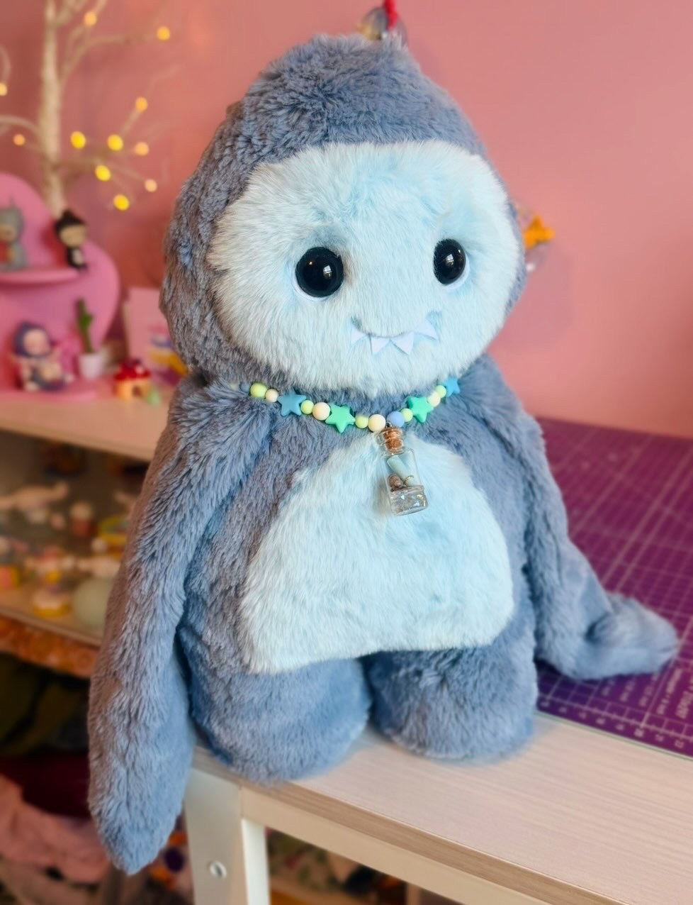 ‼️RESERVED FOR AMY‼️BUBBLECHUB THE SHARK - Handmade Luxury Weighted Pudgepuff Doll
