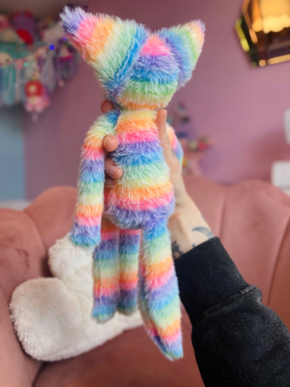 RAINBOW SHERBET FOX (C) - Handmade Luxury Weighted Fox Doll