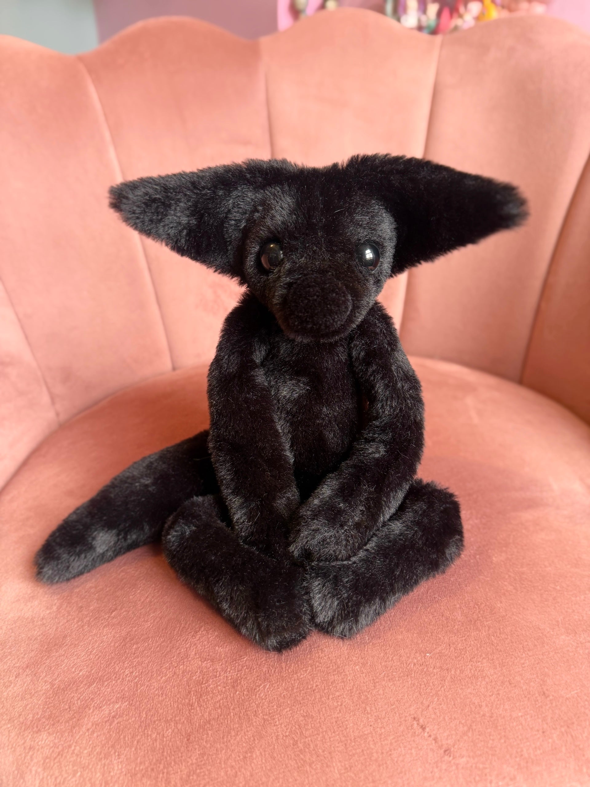 ONYX FOX (B) - Handmade Luxury Weighted Plush Fluffy Fox Doll