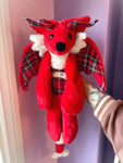 XL FESTIVE DRAGON FOX - Handmade Luxury Weighted Plush Fluffy Fox Doll
