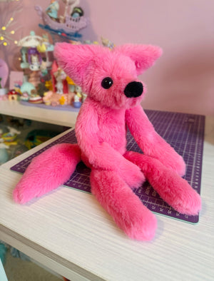 BUBBLEGUM FOX - Handmade Luxury Weighted Plush Fluffy Fox Doll