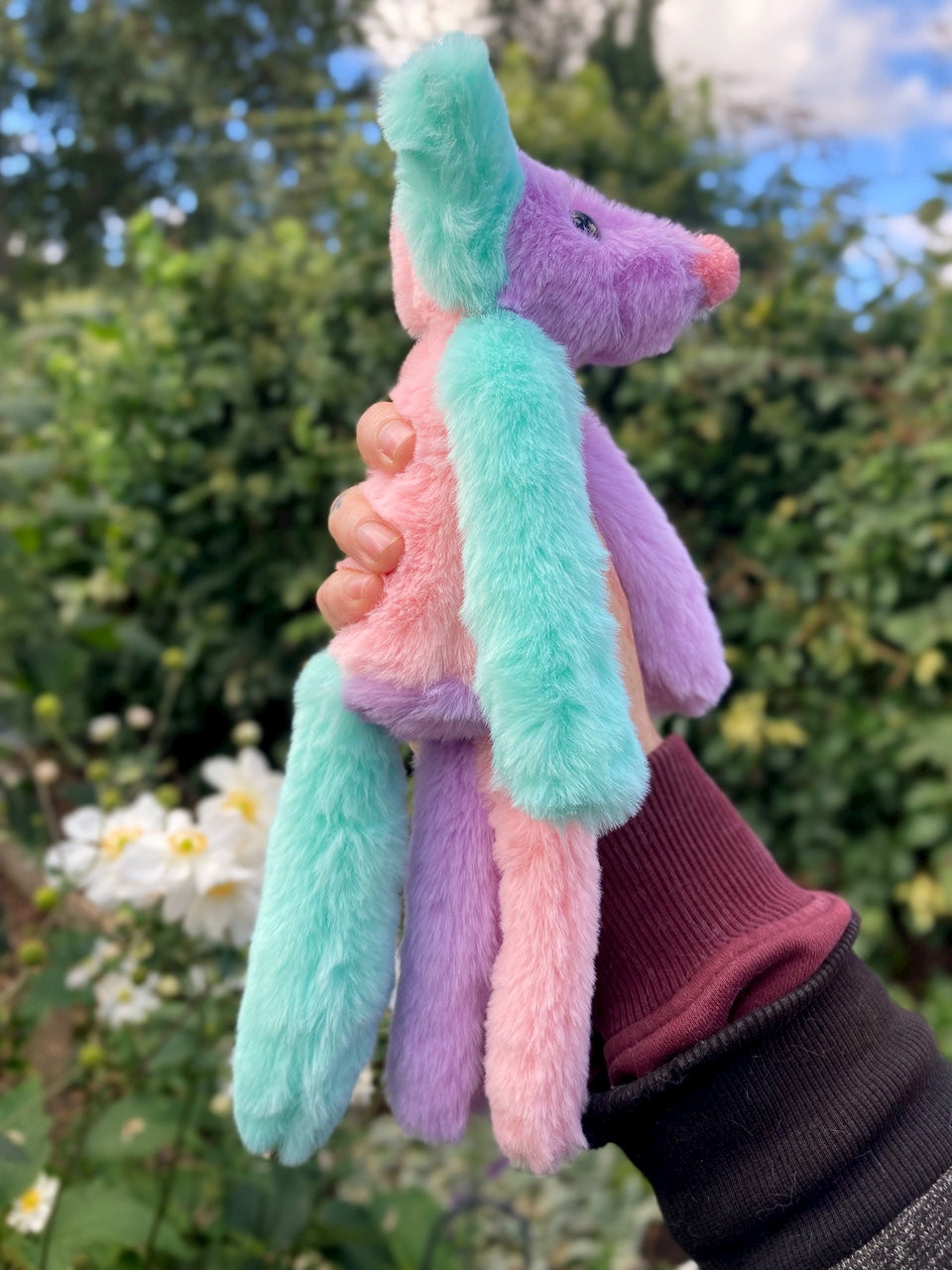 COLOUR BLOCK SORBET FOX (A) - Handmade Luxury Weighted Plush Fluffy Fox Doll