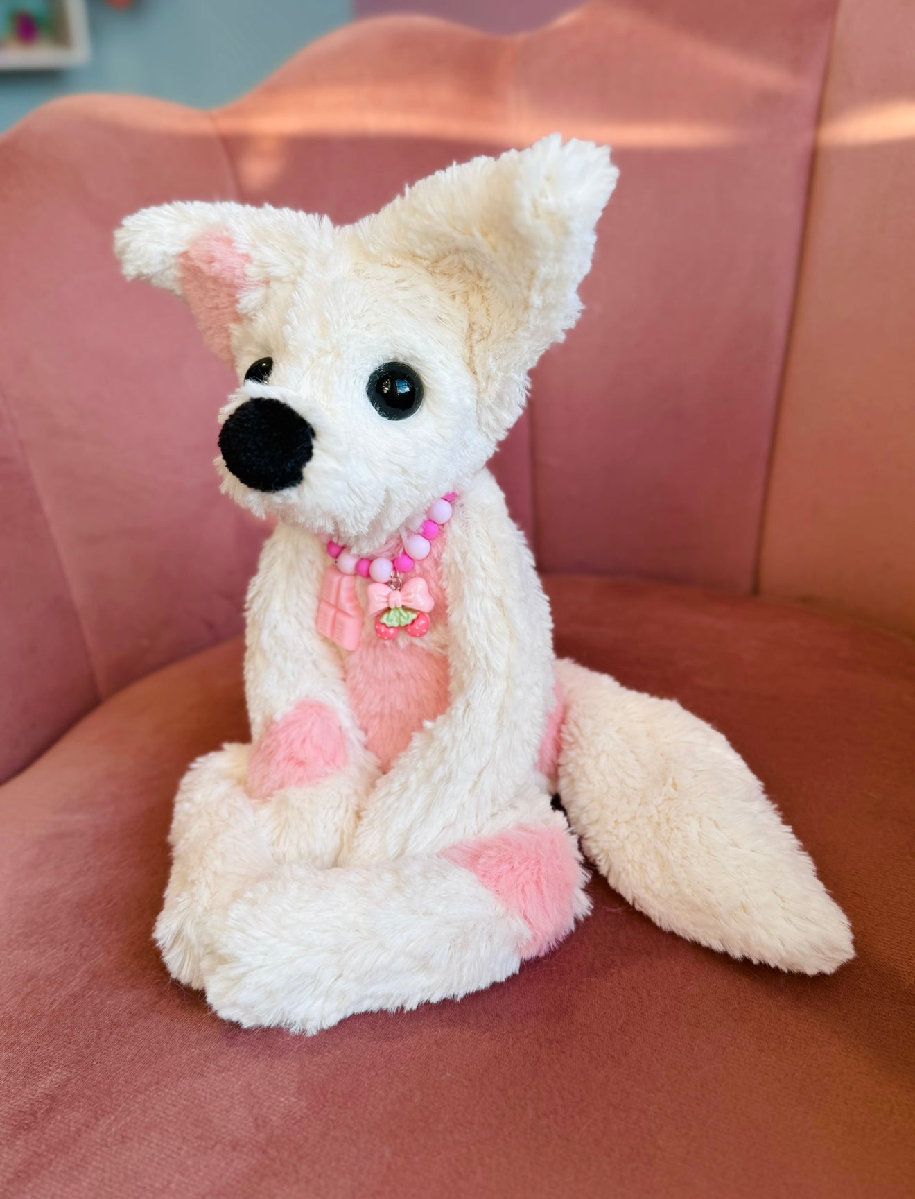 STRAWBERRY MILK FOX - Handmade Luxury Weighted Plush Fluffy Fox Doll